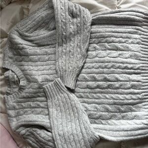 Hollister Light Gray Cable Knit Sweater